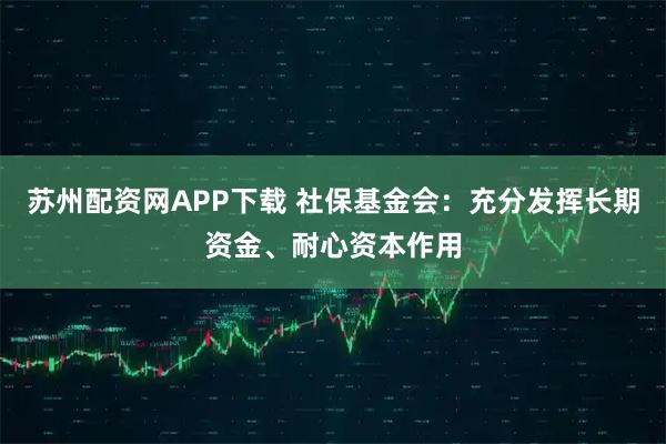 苏州配资网APP下载 社保基金会：充分发挥长期资金、耐心资本作用