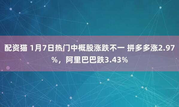 配资猫 1月7日热门中概股涨跌不一 拼多多涨2.97%，阿里巴巴跌3.43%