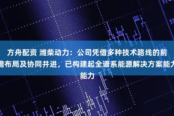 方舟配资 潍柴动力：公司凭借多种技术路线的前瞻布局及协同并进，已构建起全谱系能源解决方案能力